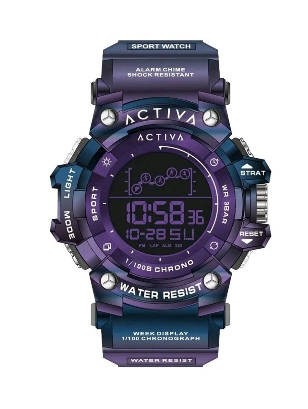 Activa X Invicta Digital Summit Unisex Watch - 50mm. Iridescent, Purple ACW8082